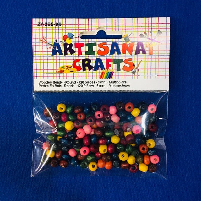 Wooden Beads - Round, 6 Mm., 120 Pieces, Multicolors