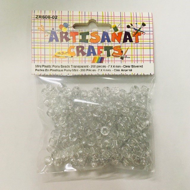 Mini Pony Beads, 7 Mm., 200 Pieces, Argenté Clair