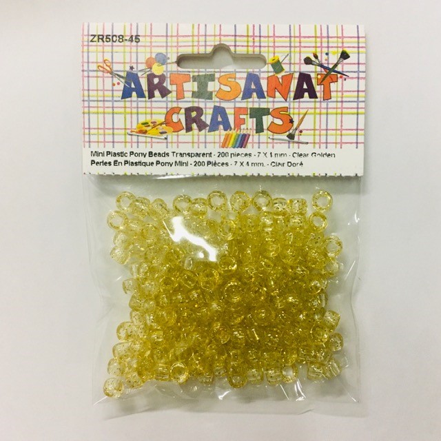 Mini Pony Beads, 7 Mm., 200 Pieces, Doré Poudreux